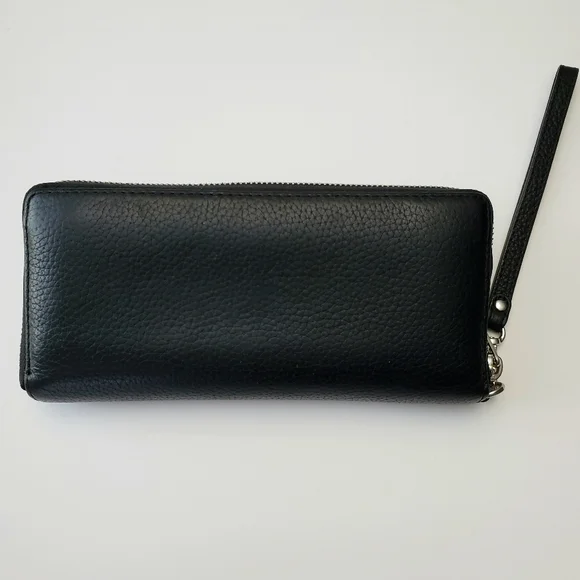 Michael Kors Large Jet Set Continental Black W/Silver Hardware Leather Wallet - Picture 3 of 9